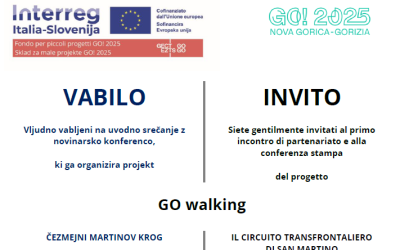 Vabilo na uvodno srečanje z novinarsko konferenco, ki ga organizira projekt GO walking